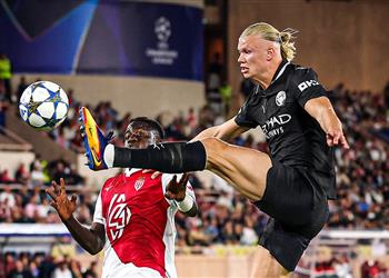 فيديو هالاند يسجل هدف مانشستر سيتي الأول وموناكو يتعادل سريع ا