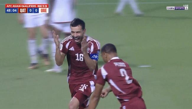 هدف قطر الاول في مرمي الامارات بتصفيات كأس العالم