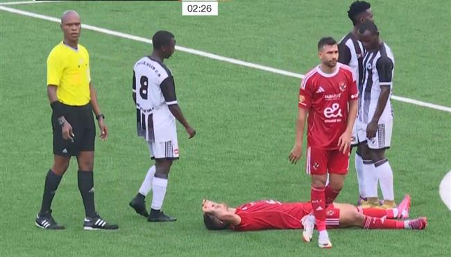 لحظة اصابة محمد شريف في مباراة الاهلي وايجل نوار بدوري ابطال افريقيا