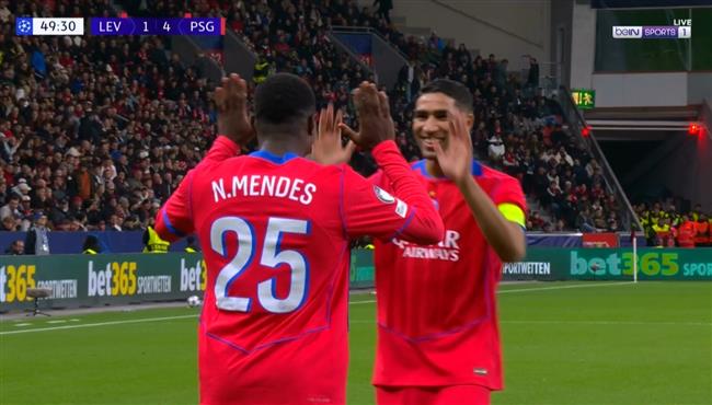 هدف باريس سان جيرمان الخامس في مرمي باير ليفركوزن بدوري ابطال اوروبا