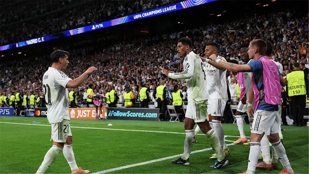 احتفال بيلينجهام بهدفه ضد يوفنتوس