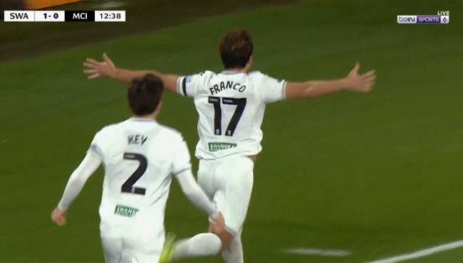 هدف سوانزي سيتي العالمي في مرمي مانشستر سيتي بكاس الرابطة الانجليزية