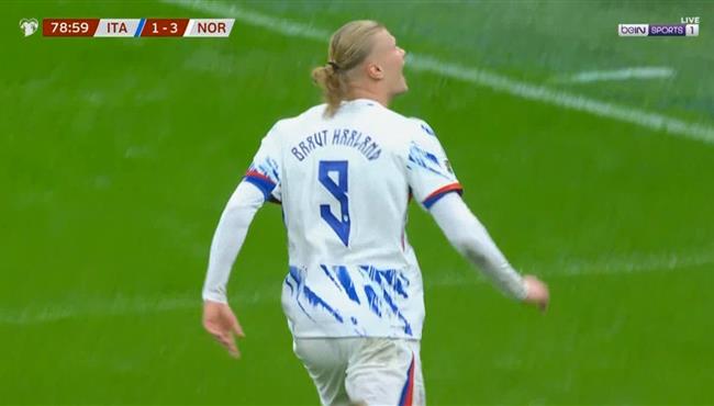 هدف هالاند الثاني في مرمي ايطاليا بتصفيات كأس العالم