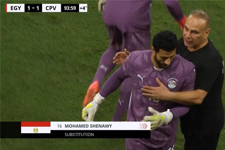 رد فعل محمد الشناوي في مباراة مصر والراس الاخضر