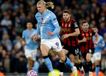 فيديو هالاند يسجل كالعادة ومانشستر سيتي يزيح بورنموث عن وصافة الدوري الإنجليزي