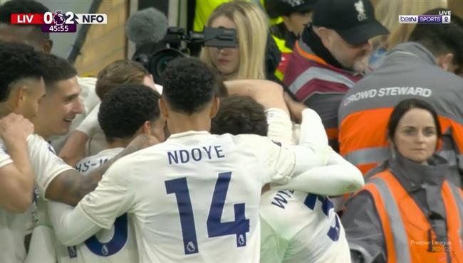 هدف نوتينجهام فورست الثاني في مرمي ليفربول بالدوري الانجليزي