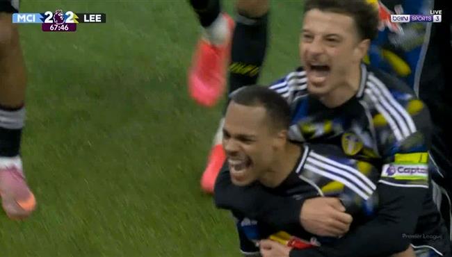 هدف تعادل ليدز يونايتد مع مانشستر سيتي 2 2 الدوري الانجليزي