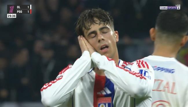 هدف تعادل ليون مع باريس سان جيرمان في الدوري الفرنسي