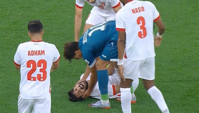 اصابة يزن النعيمات في مباراة الاردن والعراق بكاس العرب