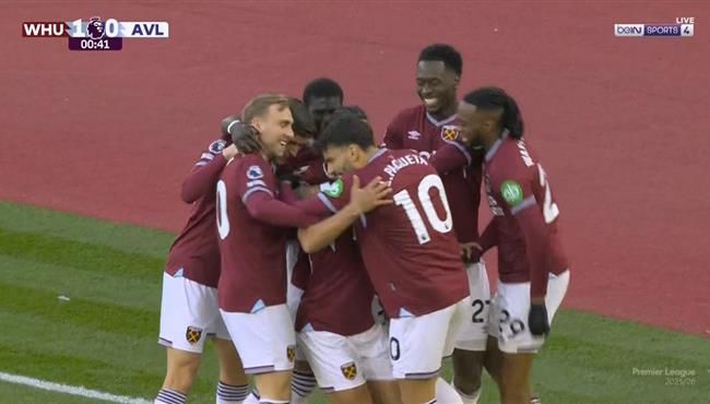 اهداف مباراة وست هام واستون فيلا في الدوري الانجليزي