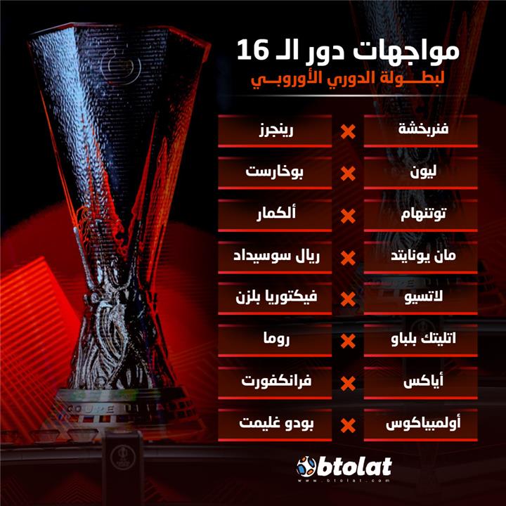 مواجهات دور الـ 16 من بطولة الدوري الأوروبي