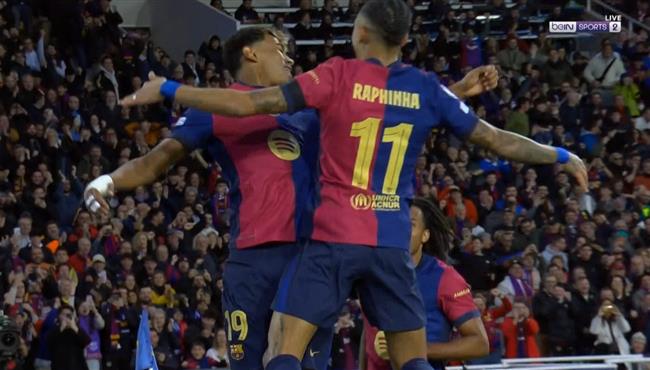 هدف رافينيا الاول في مرمي بنفيكا بعد مهاره رائعه من لامين يامال