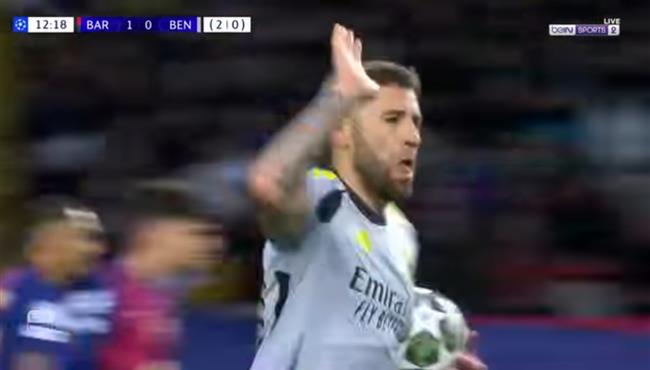 هدف تعادل بنفيكا مع برشلونة 1 1 دوري ابطال اوروبا