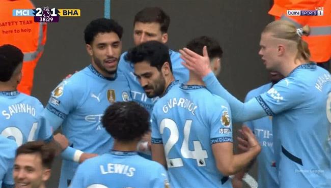 اهداف مباراة مانشستر سيتي وبرايتون 2 2 الدوري الانجليزي