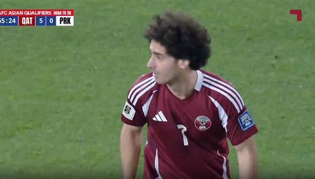 هدف قطر الخامس في مرمي كوريا الشمالية بتصفيات كاس العالم