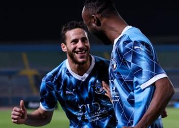 فيديو رمضان صبحي يسجل هدف بيراميدز الرابع أمام البنك الأهلي وطرد الجزار