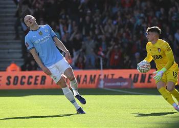 فيديو إيرلينج هالاند يسجل هدف تعادل مانشستر سيتي أمام بورنموث