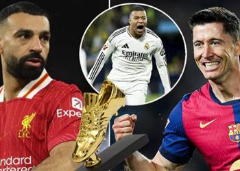 ليفاندوفسكي ومبابي يلاحقان محمد صلاح في صراع الحذاء الذهبي