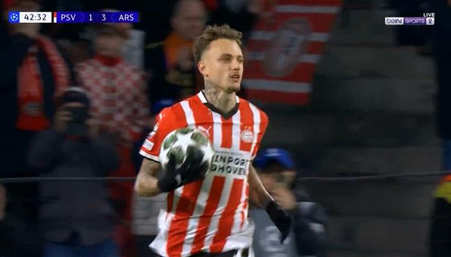 هدف ايندهوفن الاول في مرمي ارسنال بدوري ابطال اوروبا