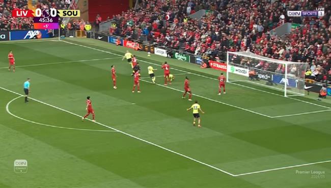 هدف ساوثهامبتون الاول في مرمي ليفربول بالدوري الانجليزي