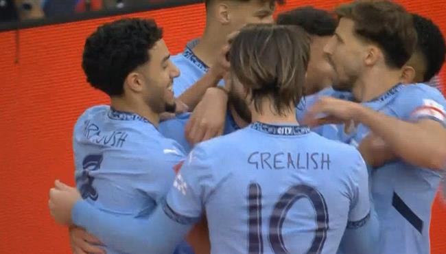 هدف مانشستر سيتي الثاني في مرمي نوتينجهام فورست اسيست عمر مرموش