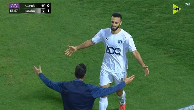 هدف مروان حمدي الاول في مرمي بتروجيت بالدوري المصري