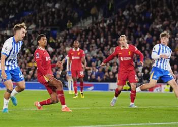 من أول لمسة هنشلوود يسجل هدف برايتون الثالث أمام ليفربول
