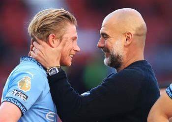 جوارديولا يقارن بين دي بروين وميسي ويصرح الأرقام تتحدث لن نجد لاعب ا مثله