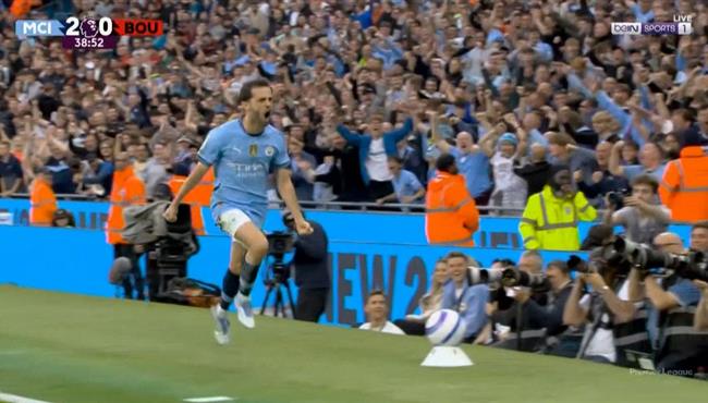 هدف مانشستر سيتي الثاني في مرمي بورنموث بالدوري الانجليزي