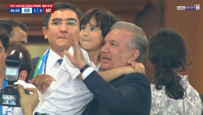 هدف اوزبكستان الثاني في مرمي قطر ورد فعل رئيس الجمهورية