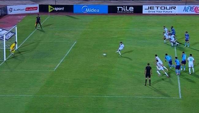 هدف صلاح محسن الملغي امام بيراميدز بعد تصدي احمد الشناوي لـ ركة الجزاء