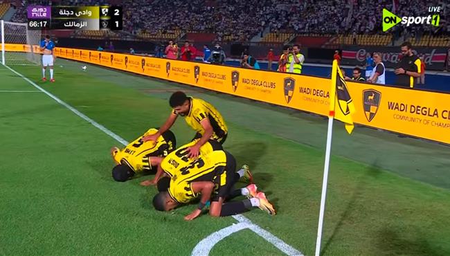 هدف وادي دجلة الثاني في مرمي الزمالك بعد خطأ من احمد فتوح