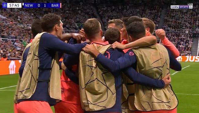 اهداف مباراة برشلونة ونيوكاسل في دوري ابطال اوروبا