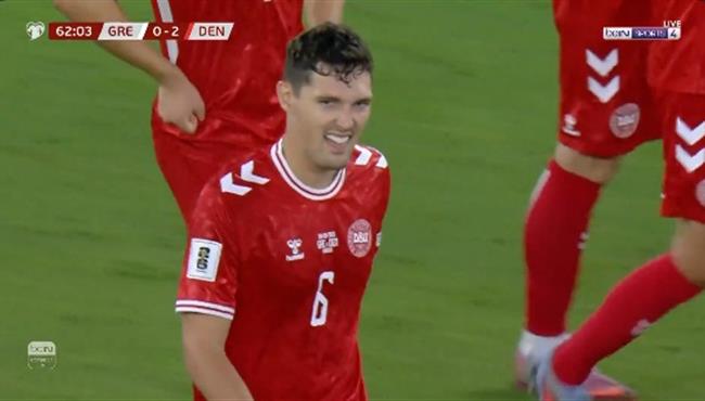 هدف اندرياس كريستنسن الرائع في مباراة الدنمارك واليونان بتصفيات كاس العالم