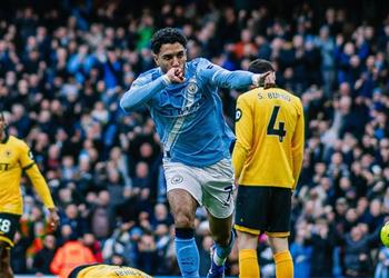 صورة ردة فعل هالاند بعد هدف مرموش في مباراة مانشستر سيتي وولفرهامبتون