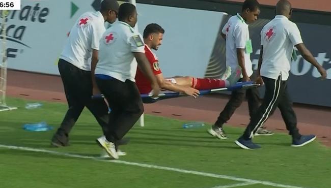 اصابة ياسر ابراهيم وخروجه في مباراة الاهلي ويانج افريكانز