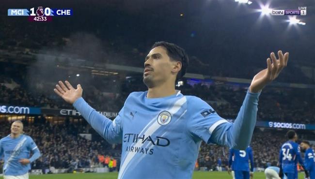 هدف مانشستر سيتي الاول في مرمي تشيلسي بالدوري الانجليزي