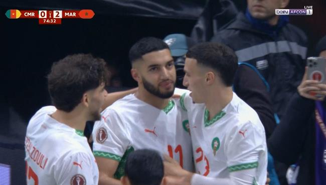 هدف المغرب الثاني في مرمي الكاميرون بكأس أمم افريقيا اسماعيل صيباري