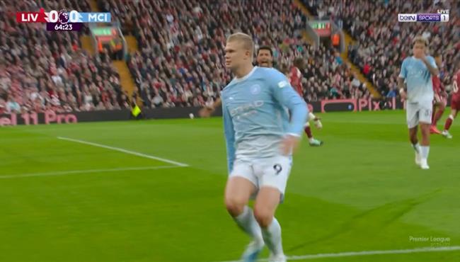 هدف هالاند في مرمي ليفربول بالدوري الانجليزي