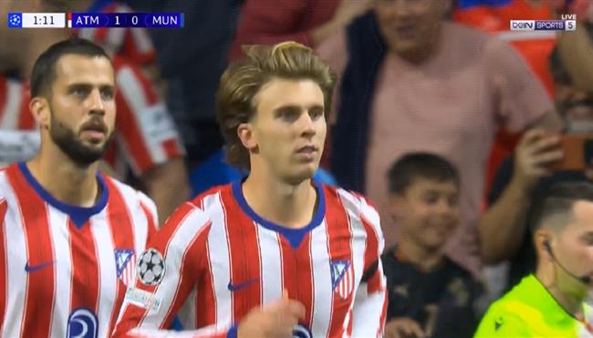 هدف اتلتيكو مدريد الاول في مرمي مانشستر يونايتد بدوري ابطال اوروبا