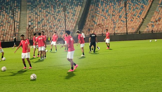 جانب من تدريبات منخب مصر قبل مباراة جنوب افريقيا الودية