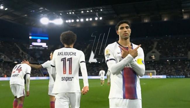 هدف اشرف حكيمي الثاني العالمي من ركلة حرة في مرمي لوهافر بالدوري الفرنسي
