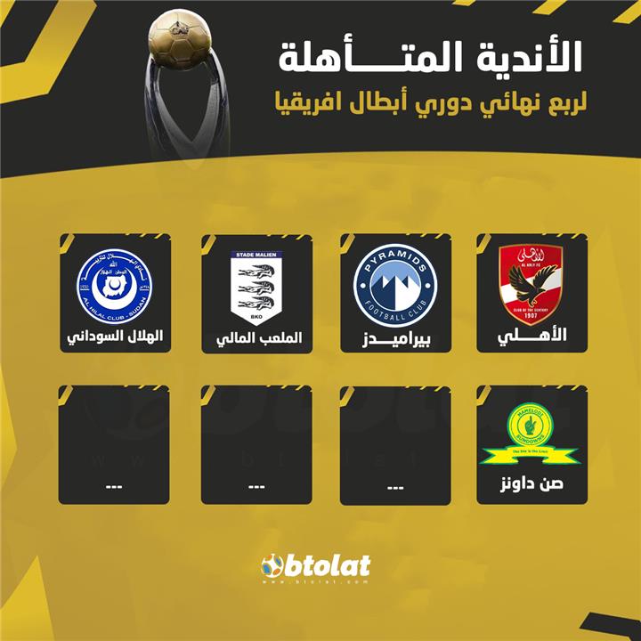 الفرق المتأهلة إلي دور ربع نهائي دوري ابطال افريقيا