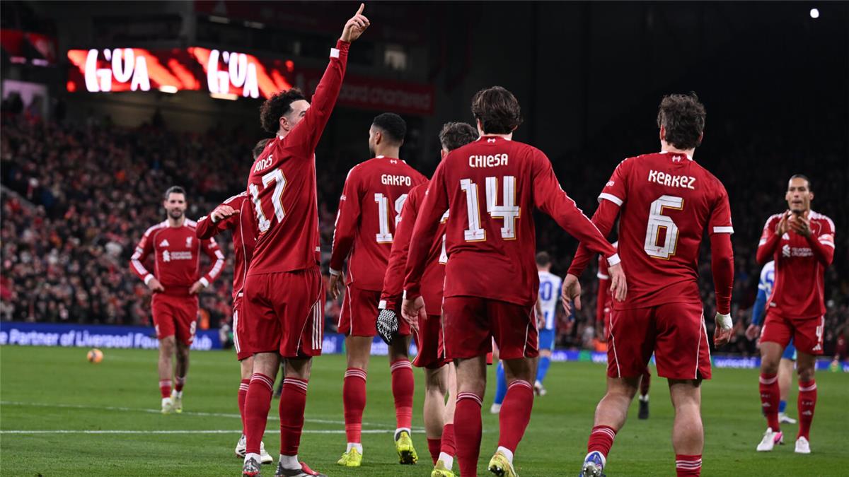 فيديو | كورتيس جونز يسجل هدف ليفربول الأول أمام برايتون 