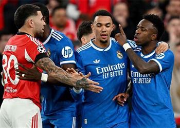 رد ا على واقعة فينيسيوس بنفيكا يتقدم بشكوى إلى يويفا بشأن سلوك لاعب ريال مدريد