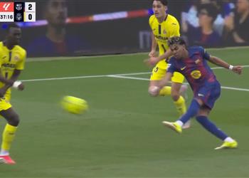 فيديو يواصل التألق لامين يامال يسجل هدف برشلونة الثاني أمام فياريال