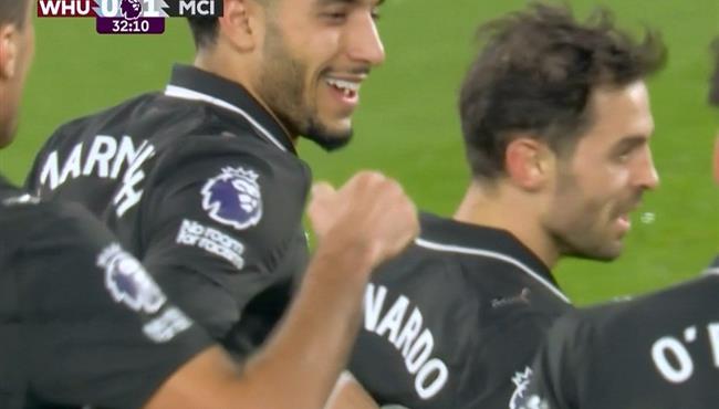 هدف مانشستر سيتي الاول الرائع في مرمي وست هام اسيست عمر مرموش