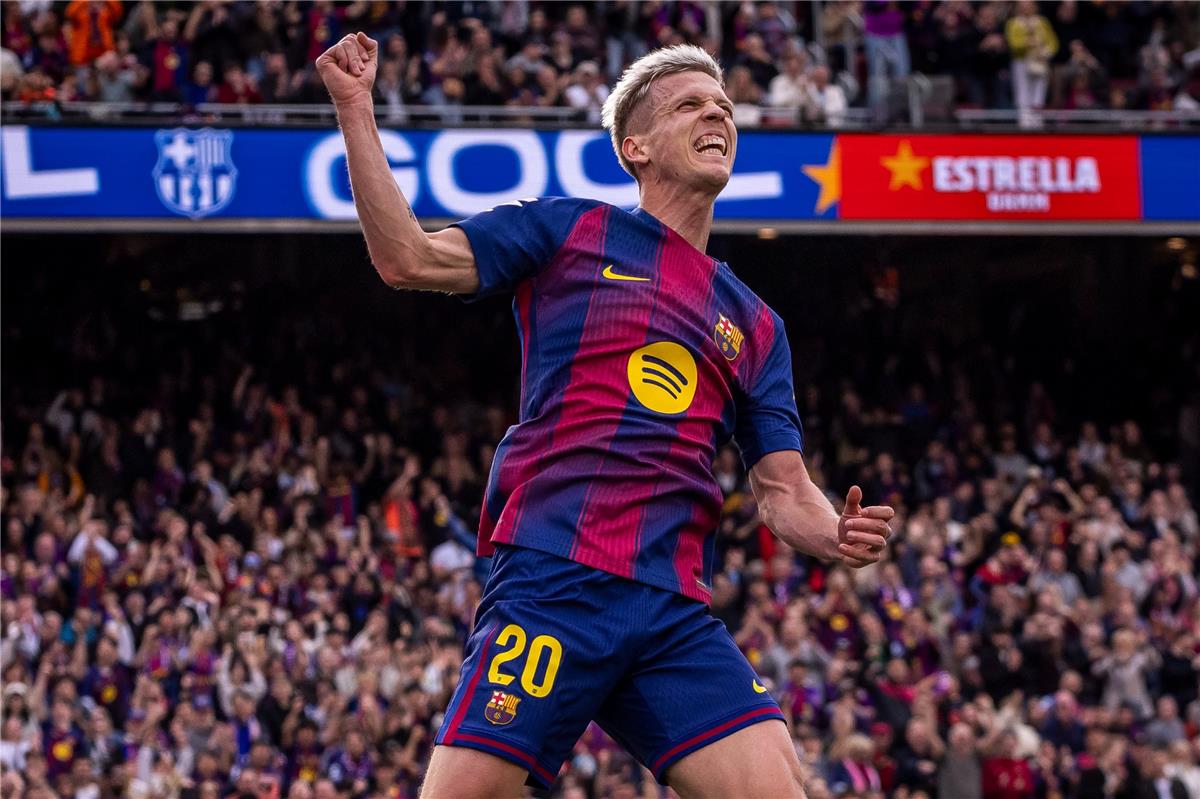 فيديو | أولمو يسجل هدف برشلونة الثالث أمام إشبيلية في الدوري الإسباني