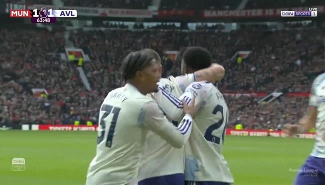 هدف تعادل استون فيلا مع مانشستر يونايتد بالدوري الانجليزي