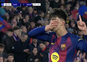 فيديو بيرنال يسجل هدف برشلونة الثاني أمام نيوكاسل في دوري أبطال أوروبا